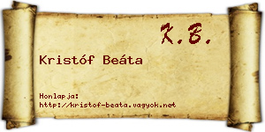 Kristóf Beáta névjegykártya